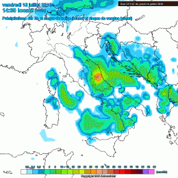 Precipitazioni previste per oggi Venerdì 15 Luglio che vede tutto l'Abruzzo sotto fenomeni forti come nel Teramano, ma comunque tutta l'area Marsicana sotto piogge diffuse a carattere moderato.