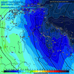 Nel modello GFS in figura, i valori ad 850 hpa previsti per Sabato mattina. Punte di - 14°c ad 850 hpa, quindi farà molto molto freddo