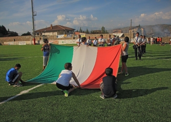 Un momento dell'inaugurazione campo di calcio Capistrello  avvenuta nel 2012