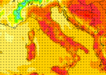 Temperature del modello GFS che vedono intorno alle ore 14:00 circa 20°c di massima ad Avezzano