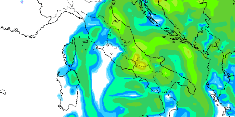 Modello GFS: tempo diffusamente instabile su tutto il territorio Marsicano sia Domenica 1 Maggio che Lunedì 2 con piogge anche moderate se non forti in alcune aree