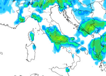 Modello americano GFS: possibilità di piogge anche forti nell'area sud-orientale della Marsica per la sera di Lunedì 16 Maggio
