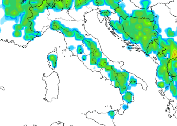 Possibilità di rovesci intorno al Fucino, probabilmente tra moderati e forti sull'area del Parco Nazionale D'Abruzzo