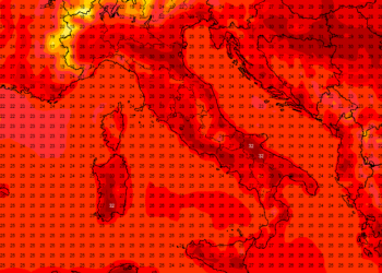 Modello GFS: si notano le temperature previste per Domenica, anche sul territorio Marsicano.