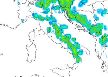 Modello GFS: condizioni per l'Italia e quindi anche l'area Marsicana, nella sera di Domenica 21 Agosto, con piogge e temporali anche forti in alcune zone come il Parco Nazionale D'Abruzzo