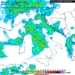 Modello GFS previsto per Domenica 18 Settembre alle ore 14.00: possibilità di piogge su gran parte dell'Abruzzo e quindi anche il territorio Marsicano