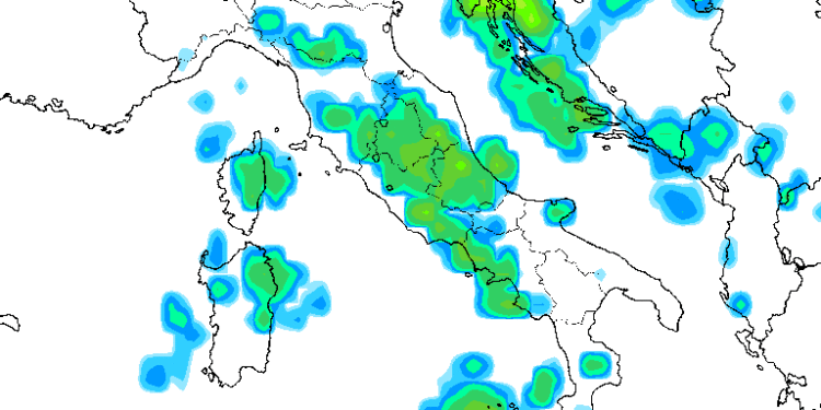 Nel modello GFS si nota la perturbazione che apporterà diffuso maltempo su tutto l'Abruzzo, piogge tra moderati e forti su tutta l'area Marsicana, in un contesto mite
