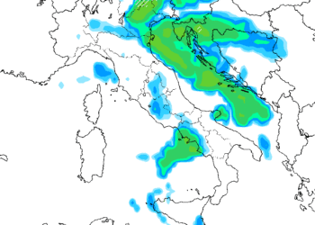 Il modello previsionale GFS per Domenica mattina alle ore 11:00 vede delle deboli piogge sul Carseolano, ma in estensione nel corso del pomeriggio anche sul resto della Marsica