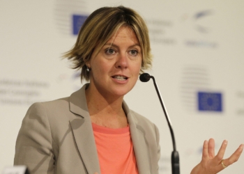 Italy's Health Minister Beatrice Lorenzin attends a press conference during an Informal Meeting of the EU Health Ministers in Milan, Italy, Tuesday, Sept. 23, 2014. (AP Photo/Antonio Calanni)