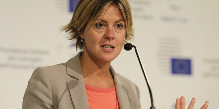 Italy's Health Minister Beatrice Lorenzin attends a press conference during an Informal Meeting of the EU Health Ministers in Milan, Italy, Tuesday, Sept. 23, 2014. (AP Photo/Antonio Calanni)