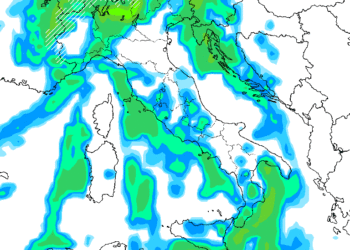 Nel modello GFS si nota come nelle primissime ore di Sabato 19, le piogge potranno interessare dei settori interni dell'Abruzzo, quale anche quello della Marsica