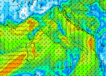 Nel modello GFS si nota come Domenica sarà una giornata ventosa da libeccio. Sulla Marsica moderati con qualche rinforzo in un contesto nuvoloso con qualche pioggia sui Simbruini e zone occidentali del Parco Nazionale