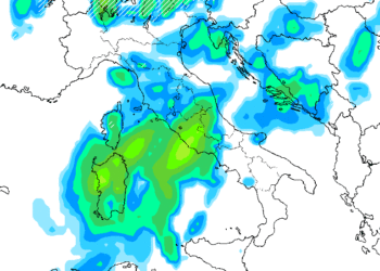 Il modello GFS mostra le piogge previste per la mattina di Domenica 5 Marzo, sull'area Marsicana