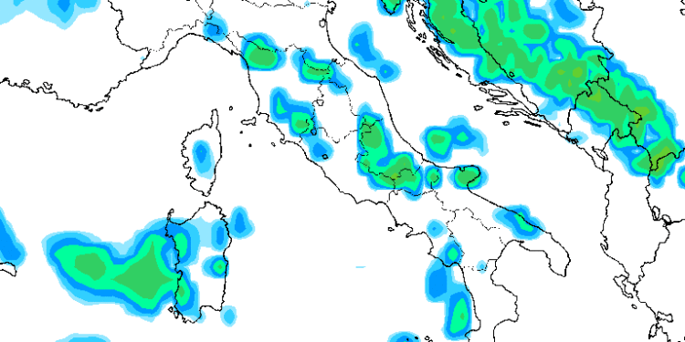 In figura si nota la possibilità di tempo instabile con la possibilità di precipitazioni nel primo pomeriggio sul settore Marsicano
