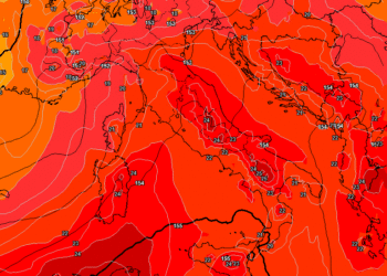 In figura la situazione ad 850 hpa prevista per la giornata di Domenica 9 Luglio secondo GFS. Molto caldo su tutta la Marsica