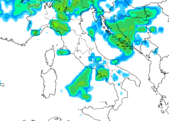 In figura la situazione delle precipitazioni prevista da GFS nella giornata di Sabato 2 Settembre. Possibilità di fenomeni sul territorio Marsicano, a carattere di rovesci sparsi.