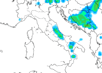 In figura si nota la situazione delle precipitazioni per Domenica 20 Agosto, alle ore 17:00 circa. La Marsica orientale potrà ricevere qualche rovescio