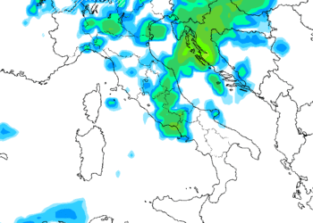 In figura la situazione prevista secondo GFS nella mattina di Domenica 17 Settembre, in cui si nota la possibilità di fenomeni sul territorio Marsicano.