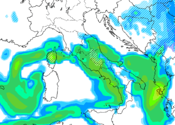 Il modello GFS in figura, mostra la situazione nella notte tra Sabato e Domenica. Maltempo diffuso con piogge e nevicate probabilmente fino sul Fucino