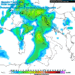 In figura il modello GFS mostra la situazione possibile Domenica 11 Marzo, tra la sera e la notte. Piogge anche tra moderati e forti su buona parte dell'area.