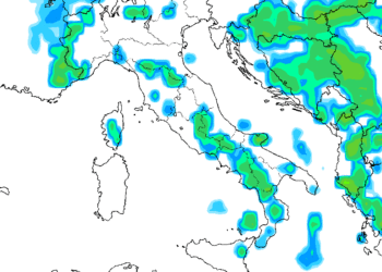 Il modello GFS per Domenica 15 Giugno alle ore 14:00. Possibilità di rovesci su buona parte del territorio Marsicano.