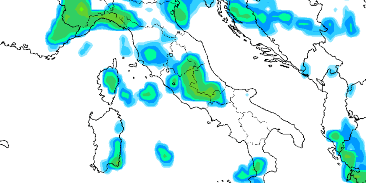 La situazione secondo GFS  per Domenica pomeriggio mette in risalto la possibilità di temporali su buona parte del territorio Marsicano.