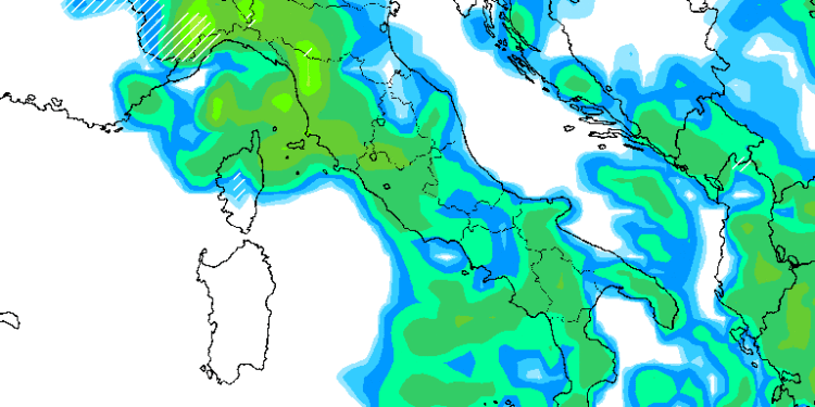 La situazione sotto l'aspetto delle precipitazioni previste da GFS parallelo nella giornata di Domenica. Diffusa instabilità almeno dalla mezzagiornata su tutta l'area marsicana.