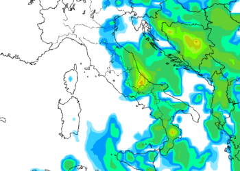 La situazione delle precipitazioni per la giornata di Lunedì 13. Precipitazioni copiose su gran parte dell'Abruzzo, moderate sulla Marsica.