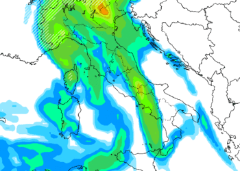 La situazione sotto l'aspetto delle precipitazioni per domenica 17, alle ore 10:00. Piogge anche forti su tutto il comprensorio marsicano.