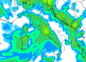 Le precipitazioni previste per la serata di Domenica 3. Sulla Marsica fenomeni estesi tra moderati e forti. Clima mite.