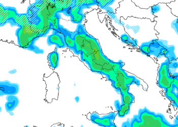 La possibile situazione delle precipitazioni nel corso del pomeriggio di Lunedì 30. Fenomeni moderati su tutta la Marsica.