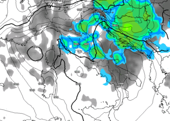 In figura la possibile situazione in base alla nuvolosità, correnti e precipitazioni nelle prime ore di Martedì 25. Non sono escluse delle precipitazioni anche sul comparto marsicano.