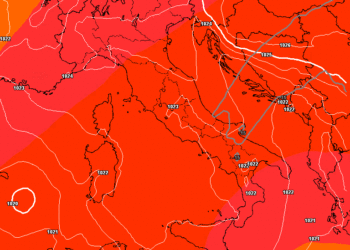 La situazione a 500 hpa prevista per Lunedì alle ore 13:00. Tempo stabile e soleggiato nel territorio marsicano, nebbie al mattino.