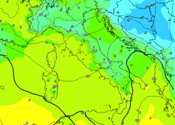 La situazione ad 850 hpa prevista da GFS per le ore centrali di Domenica 28 Febbraio. Tempo stabile, ma un pochino freddo per le correnti da est.