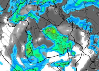 La situazione delle precipitazioni per il tardo pomeriggio di Domenica 18. Piogge estese sulla Marsica e nevicate oltre i 1200 m circa.