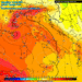 La situazione ad 850 hpa prevista da GFS per le ore 14:00 di Domenica 13. Valori del campo termico sulla Marsica fino a +18°c, quindi valori di massima intorno ai 27/28°c circa nelle aree più basse.