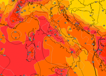 Ad 850 hpa ecco la situazione prevista da GFS per le ore del primo pomeriggio di Martedì 20. Temperature in aumento su tutta la Marsica.