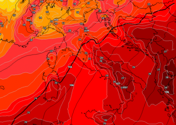 Ad 850 hpa, per le ore 14:00 di Mercoledì la situazione secondo GFS sarà questa, con dei valori intorno ai 25/26°c. Pertanto molto caldo sul territorio marsicano.