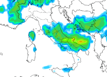 La possibile evoluzione riguardo ai fenomeni previsti da gfs per Mercoledì sera alle 20:00. Rovesci di una certa intensità su tutta la Marsica ed Abruzzo se vogliamo.