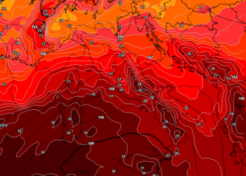 La possibile evoluzione per le ore 14:00 di Martedì 10 Agosto. Giornata molto calda sulla Marsica a parte una certa nuvolosità di passaggio.