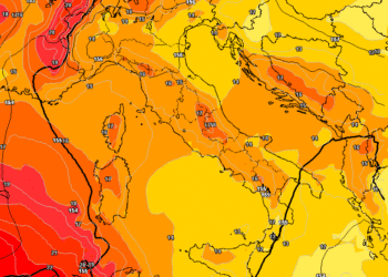 Situazione ore 14:00 di Mercoledì 8 Settembre ad 850 hpa. Sulla Marsica avremo valori sui +16/17°c e pertanto piuttosto caldo con cielo poco nuvoloso.