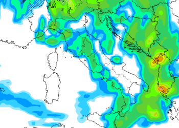 La possibile situazione delle precipitazioni nel corso del primo pomeriggio di Mercoledì 6 Ottobre