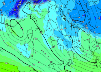 La situazione ad 850 hpa prevista da GFS per Martedì mattina alle ore 07:00. Valori di anche -5°c alla quota di 1450 m in libera atmosfera.