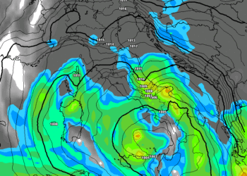 La situazione secondo GFS prevista per la mattina di Mercoledì 30 Novembre. Piogge e nevicate oltre i 1000 m circa