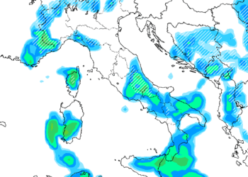 In figura la situazione della possibilità di precipitazioni nel pomeriggio di Mercledì 5 Aprile secondo GFS. Instabilità diffusa, su tutta la regione, ove anche la quota neve rimarrà attorno ai 700 m circa.