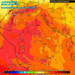 La situazione secondo GFS ad 850 hpa per le ore 14:00 di Martedì 27 giugno. Poco nuvoloso salvo qualche addensamento nel pomeriggio. Temperature in aumento.