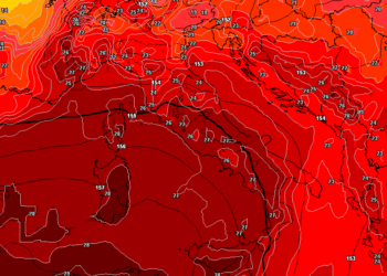 Ecco la possibile situazione ad 850 hpa prevista per Mercoledì 19 Luglio. Molto caldo su tutta la Marsica, anche in alta quota.