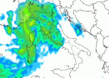 Nella figura la situazione vista da GFS Martedì 27 Febbraio alle ore 01:00. Possibilità di fenomeni moderati su tutta l'area marsicana, non freddo (+3/+6°c ad 850 hpa).