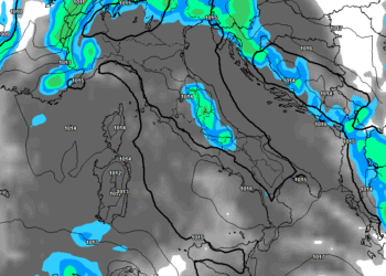 la possibile situazione sotto l'aspetto dei rovesci nel pomeriggio di Lunedì 13 Maggio, con rovesci sull'area marsicana