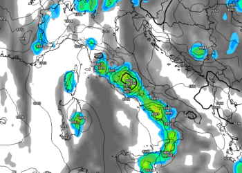 La situazione che prospetta GFS per le ore 17:00 di Martedì 27 Agosto. Dopo un avvio discreto, spazio per dei fenomeni a carattere temporalesco su tutta la Marsica e temperature in flessione